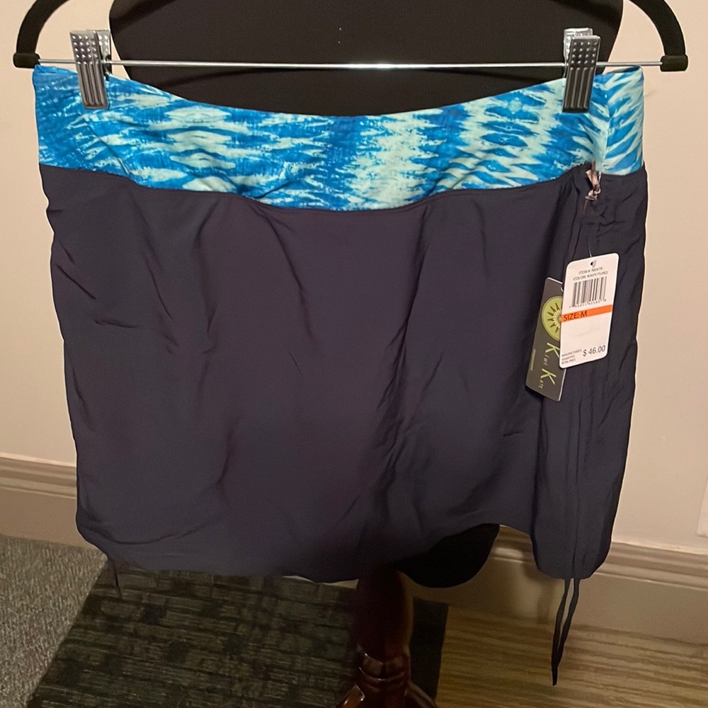 NWT swim skort blue teal color waist band